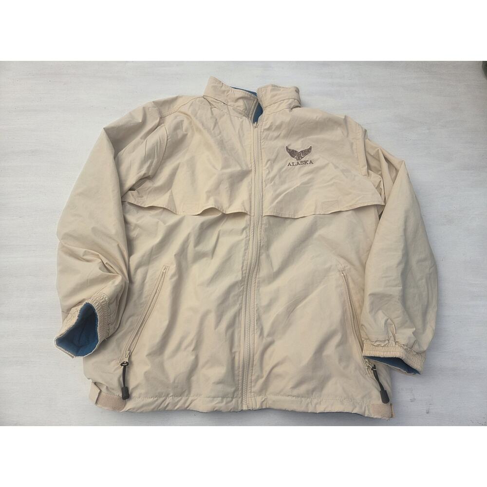 Princess Cruises Alaska Reversible Mens L Nylon Fleece Winter Jacket Cream Blue